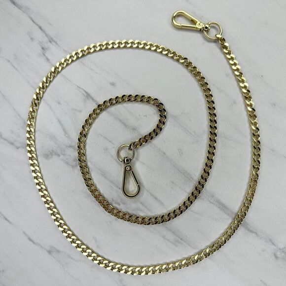 Gold Tone Flat Chain Link Purse Handbag Replacement Strap 46" ✨ - Picture 1 of 12